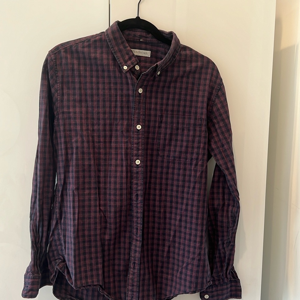 Outerknown Plaid Button Down Shirt Size Medium - image 1